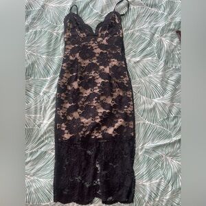 Bardot Black Lace Overlay Slip Dress